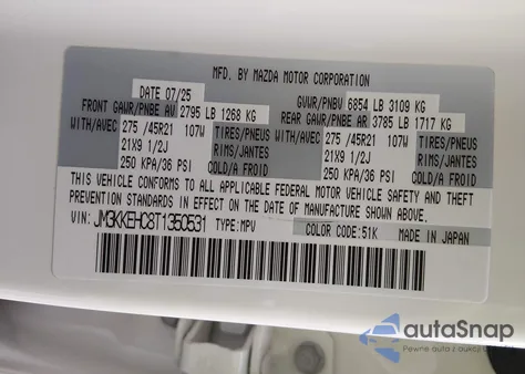 2026 Mazda Cx-90 3.3 Turbo S Premium Plus from USA, damaged, VIN JM3KKEHC8T1350531